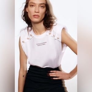 Pre-owned Zara  Sleeveless Top with Shoulder Pads